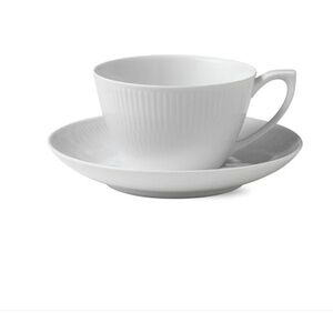 NWT ROYAL COPENHAGEN WHITE FLUTED TEA CUP & SAUCER 9.25OZ